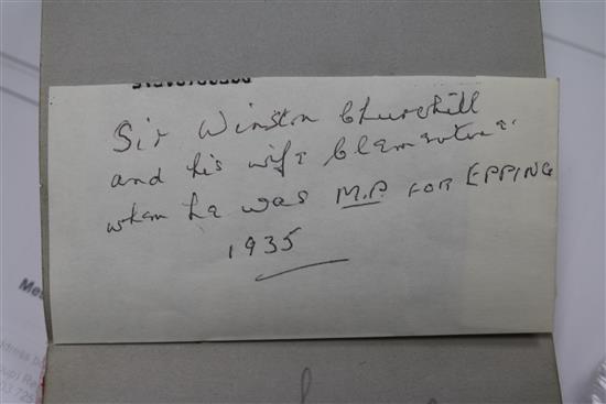 Winston Churchill and Clementine Churchill signatures c. 1935 contained in an autograph book.